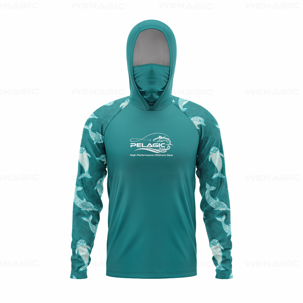 pelagic gear Men Hood Fishing  - Fishing Shirt Uv Protection 评论和价格