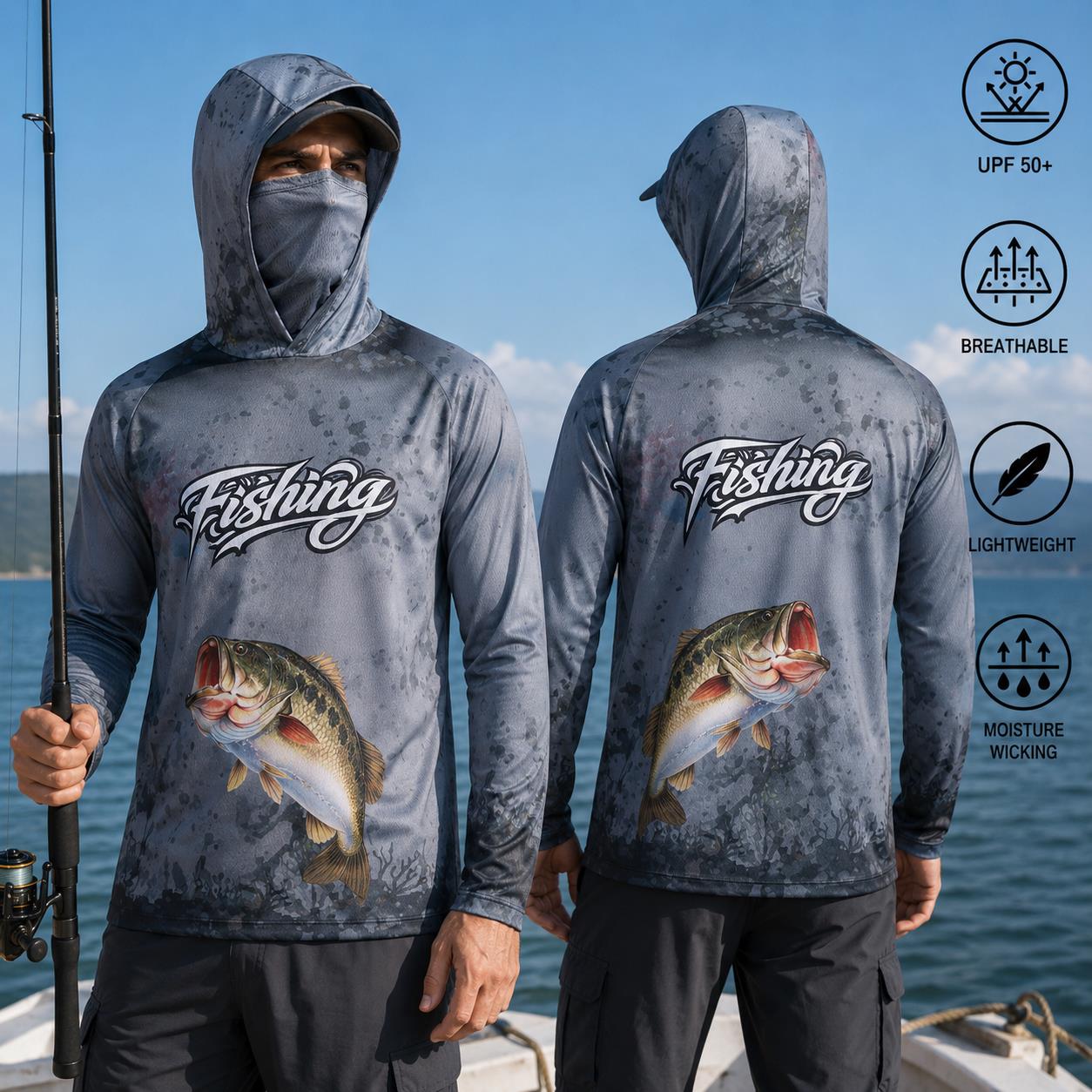 Fishing Shirt Hooded Men Fishi - Fishing Mask Sun Protection 评论和价格