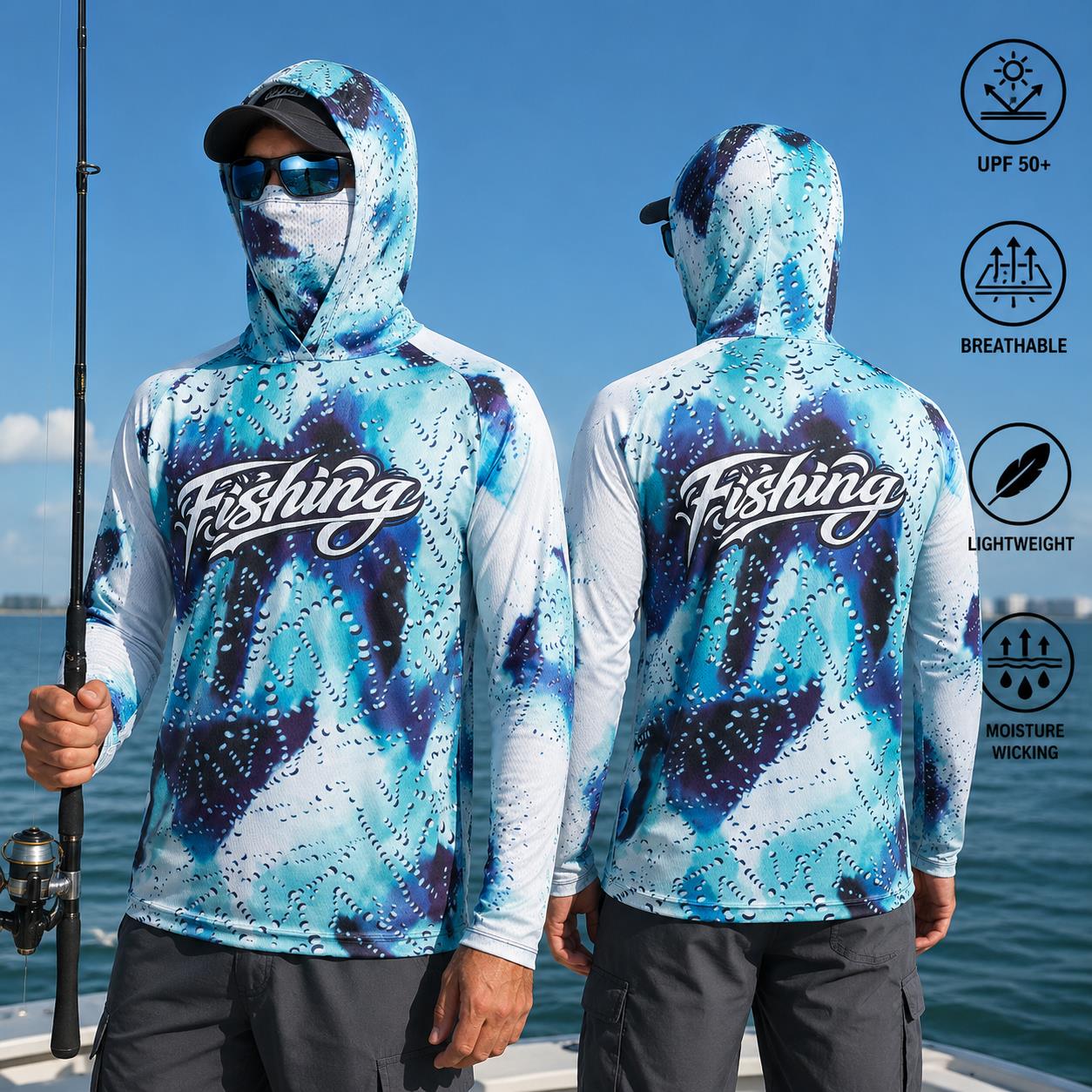 Fishing Shirt Hooded Men Fishi - Fishing Mask Sun Protection 评论和价格