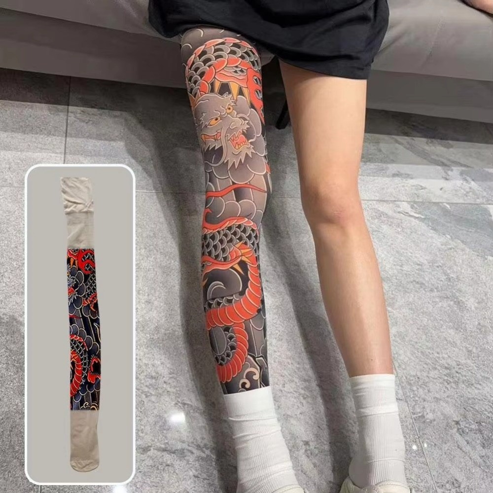 New Full Leg Fake Tattoo Socks - Fishing Socks 评论和价格